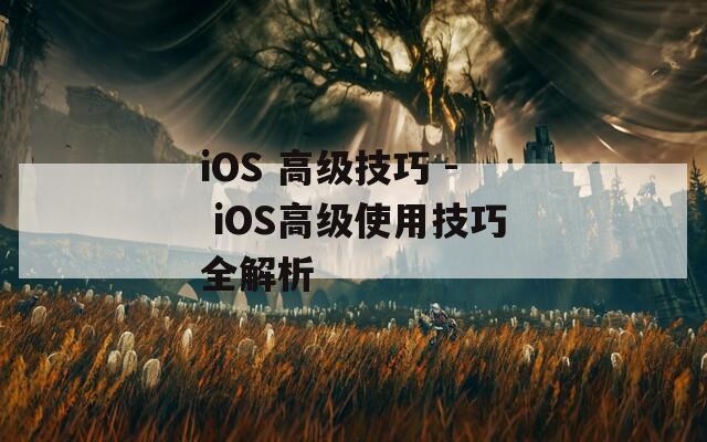 iOS 高级技巧 - iOS高级使用技巧全解析