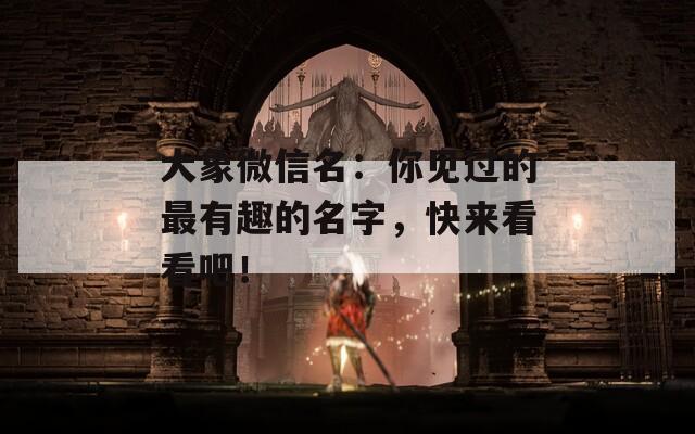 大象微信名：你见过的最有趣的名字，快来看看吧！