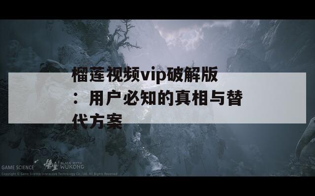 榴莲视频vip破解版：用户必知的真相与替代方案