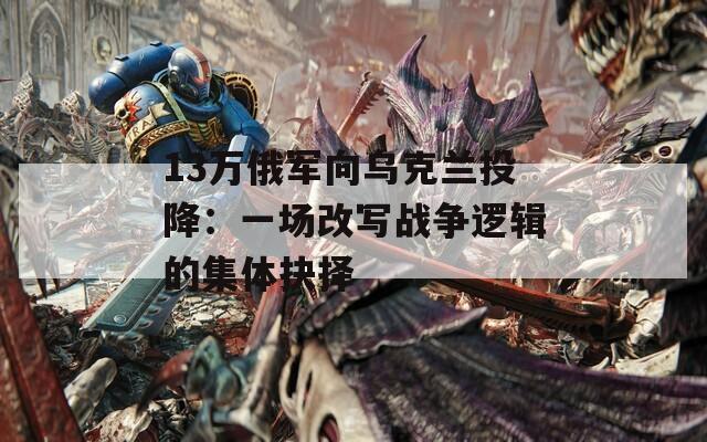 13万俄军向乌克兰投降：一场改写战争逻辑的集体抉择