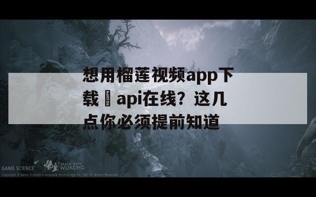 想用榴莲视频app下载汅api在线？这几点你必须提前知道