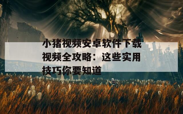 小猪视频安卓软件下载视频全攻略：这些实用技巧你要知道
